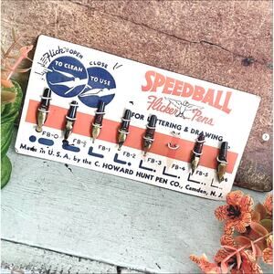 Vintage Speedball Flicker Pens Lettering Drawing Advertising Card Metal Pen Nibs